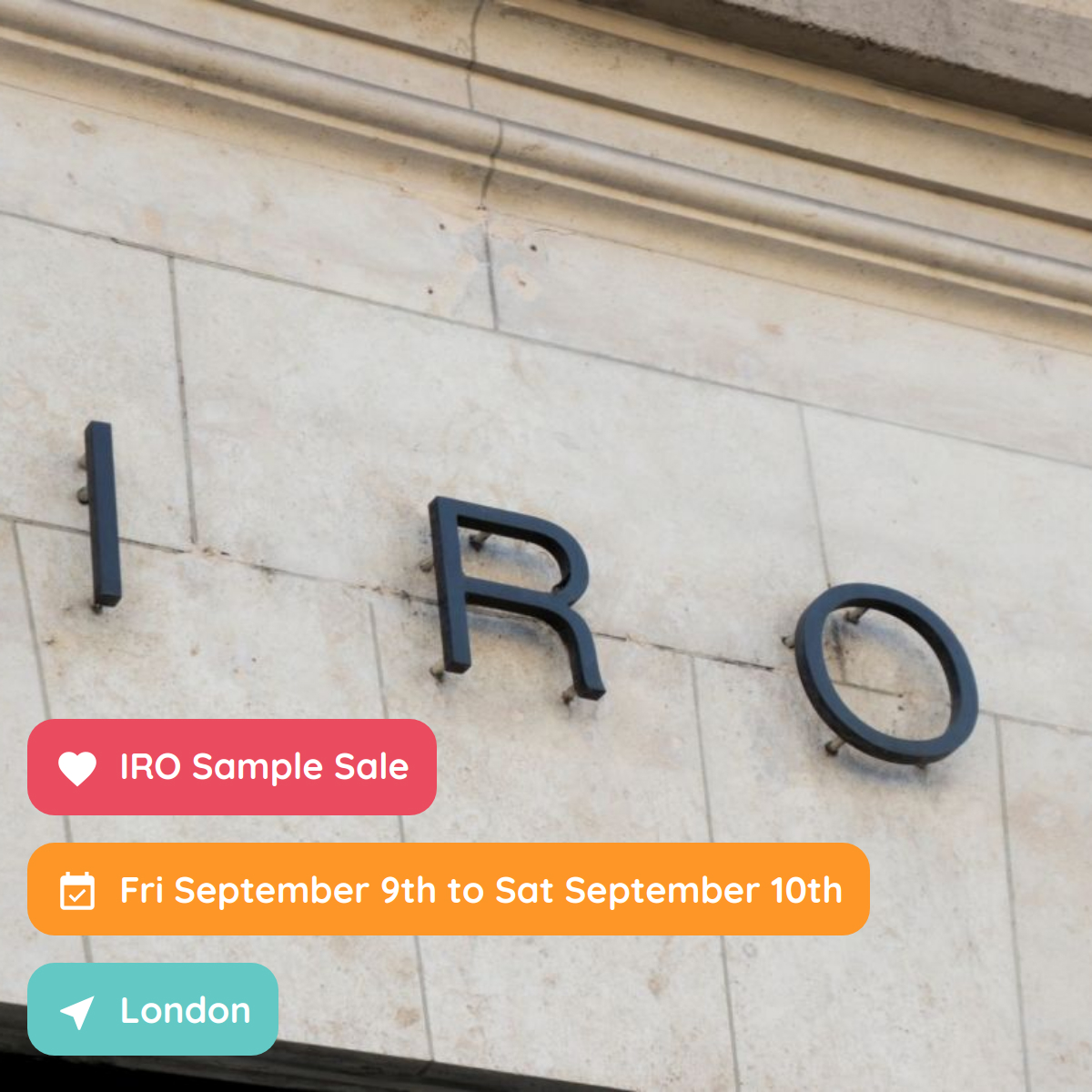 IRO Sample Sale London September 2022