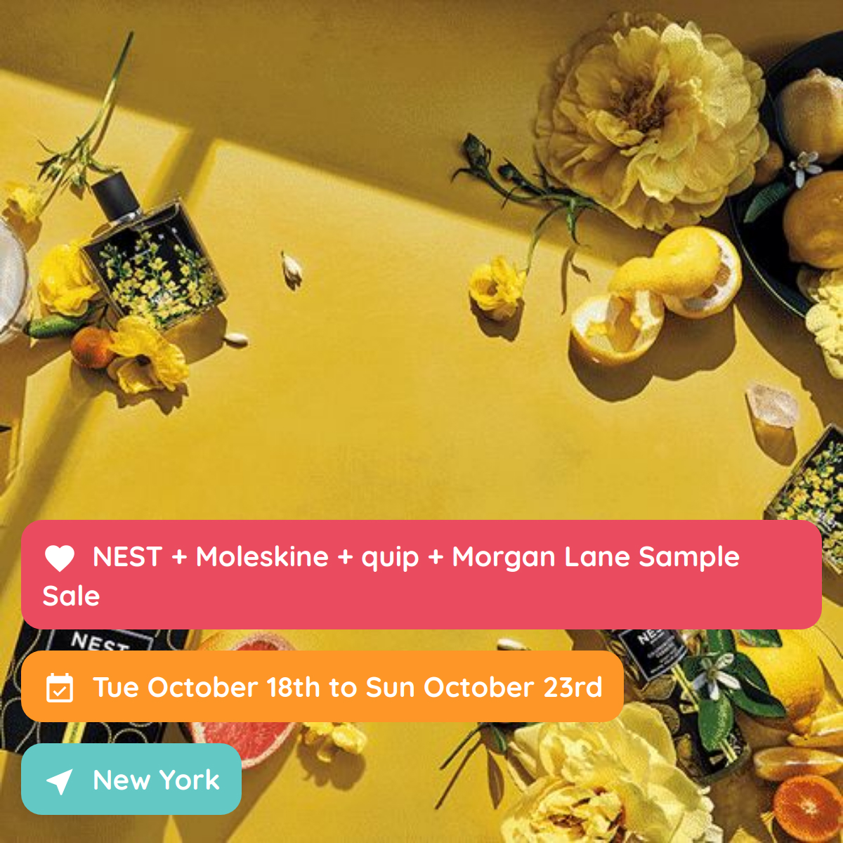 NEST + Moleskine + quip + Morgan Lane Sample Sale, New York, October 2022